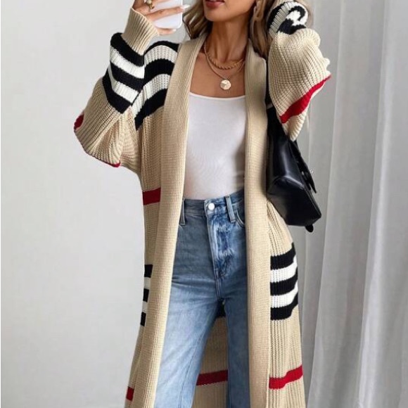 Women´s Casual Striped Contrast Color Dolman Sleeve...